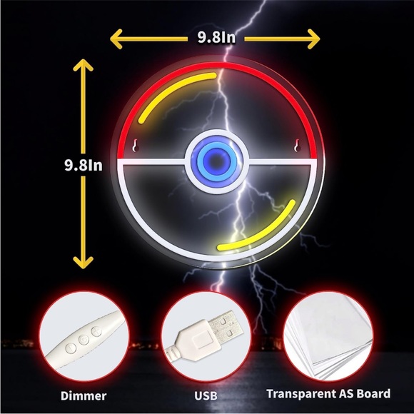 Pokemon Pokeball Cartoon 90s Video Game Neon Light LED Man Cave Kid/Teen Room - Picture 7 of 8